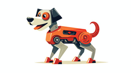 Flat icon A robotic dog with a wagging tail and pla - obrazy, fototapety, plakaty