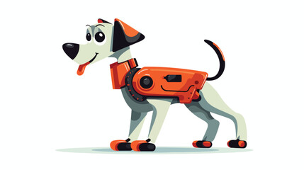 Flat icon A robotic dog with a wagging tail and pla - obrazy, fototapety, plakaty