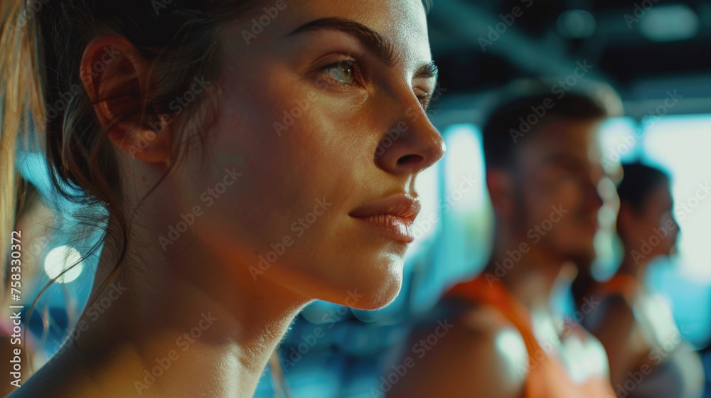 Aufkleber a close up of a person on a treadmill. suitable for fitness and exercise concepts