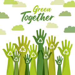 Let`s go green together ,ecology concept. save world vector illustration poster