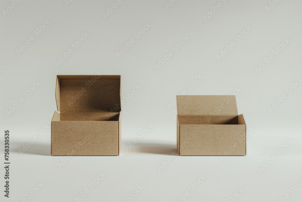 Aufkleber two open boxes sitting side by side, suitable for various presentations and product displays
