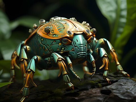 green manticora male sitting on a leaf