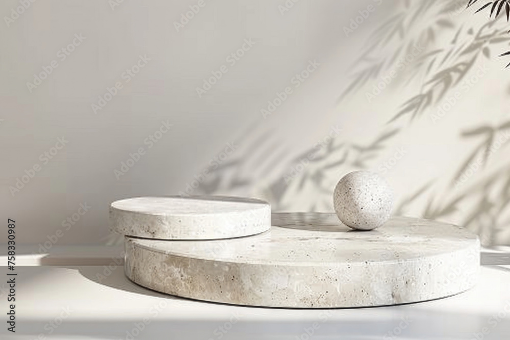 Aufkleber a white table with two balls on top, suitable for various concepts and designs