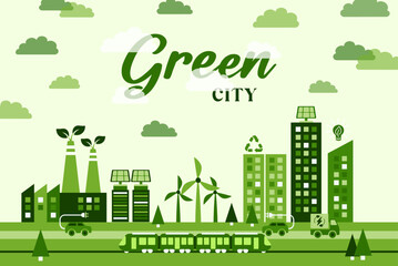 Eco city green transition ilustration concept 