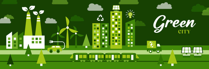 Eco city green transition ilustration concept 