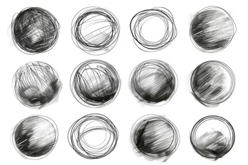 Tuinposter A collection of circles drawn with a pencil, suitable for various graphic design projects © Fotograf