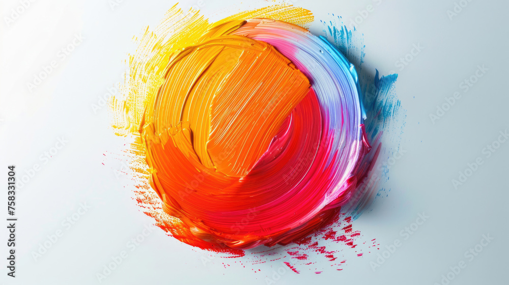 Poster close up of a paint brush on a white surface, ideal for artistic projects