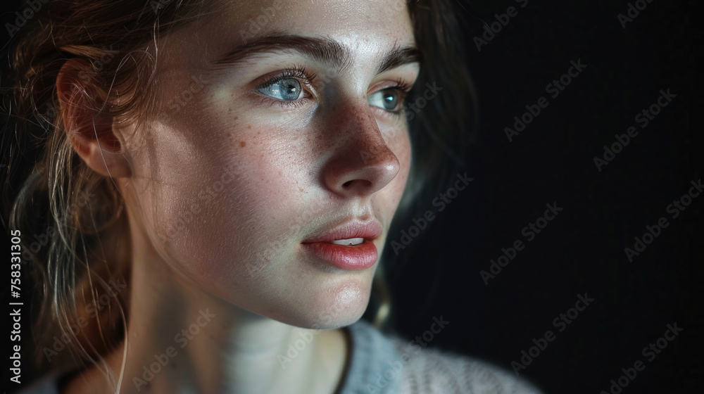 Aufkleber close-up of a person using a cell phone, suitable for technology concepts