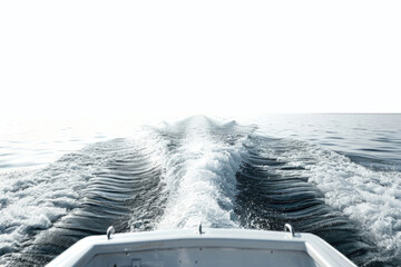 A boat sailing through the vast ocean. Suitable for travel and adventure themes - obrazy, fototapety, plakaty