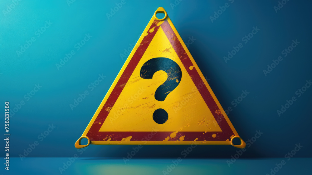 Aufkleber A yellow triangular sign with a question mark symbol