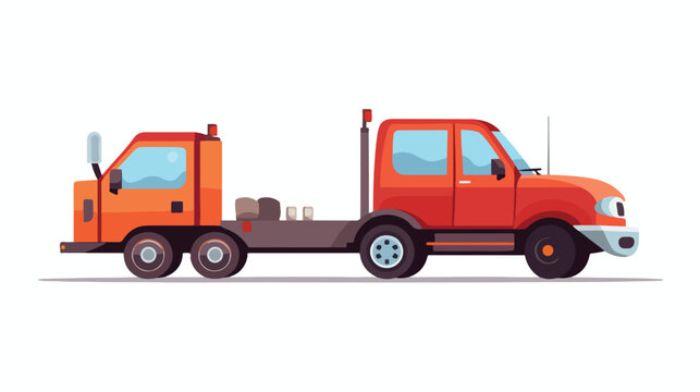 Flat icon A tow truck with a tow hitch and a car be
