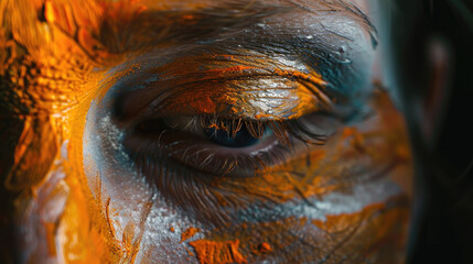 Close up of a person's eye with paint, suitable for artistic projects