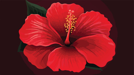 Flat icon A vibrant red hibiscus flower with large