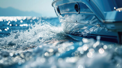A close up of a boat in the water. Ideal for travel and nautical themes