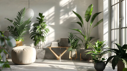 Oasis urbaine : Un collage dynamique d'intérieurs modernes avec des plantes vertes luxuriantes.