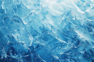 Close up of a blue ice covered surface, ideal for winter-themed designs - obrazy, fototapety, plakaty