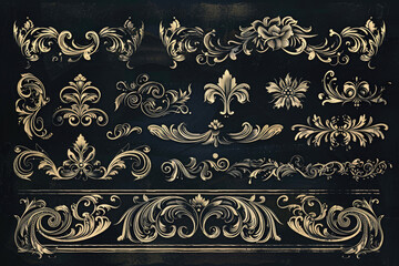 Intricate gold designs on a sleek black background. Perfect for luxurious and elegant themed projects