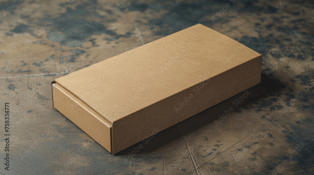 Poster a brown box sitting on top of a table. suitable for various concepts