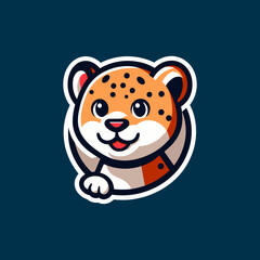 Jaguar Cute Mascot Logo Illustration Chibi Kawaii is awesome logo, mascot or illustration for your product, company or bussiness