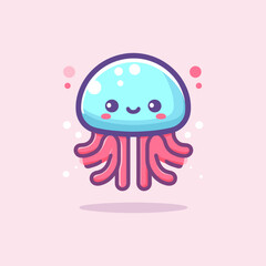 Jellyfish Cute Mascot Logo Illustration Chibi Kawaii is awesome logo, mascot or illustration for your product, company or bussiness