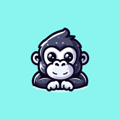Gorilla Cute Mascot Logo Illustration Chibi Kawaii is awesome logo, mascot or illustration for your product, company or bussiness