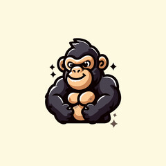 Gorilla Cute Mascot Logo Illustration Chibi Kawaii is awesome logo, mascot or illustration for your product, company or bussiness