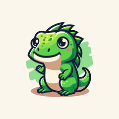 Iguana Cute Mascot Logo Illustration Chibi Kawaii is awesome logo, mascot or illustration for your product, company or bussiness