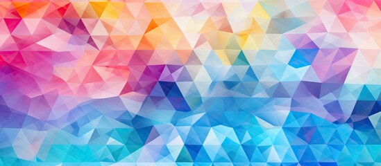 a colorful geometric background with triangles in a rainbow of colors . High quality - obrazy, fototapety, plakaty
