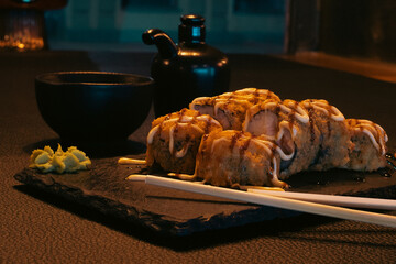 Hot sushi set with soft light