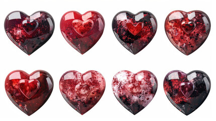 Six red heart shaped candies, perfect for Valentine's Day projects