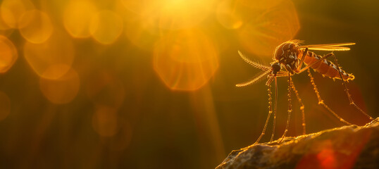 mosquito on a rock at sunset with copy space - obrazy, fototapety, plakaty