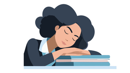Woman sleeping at a desk