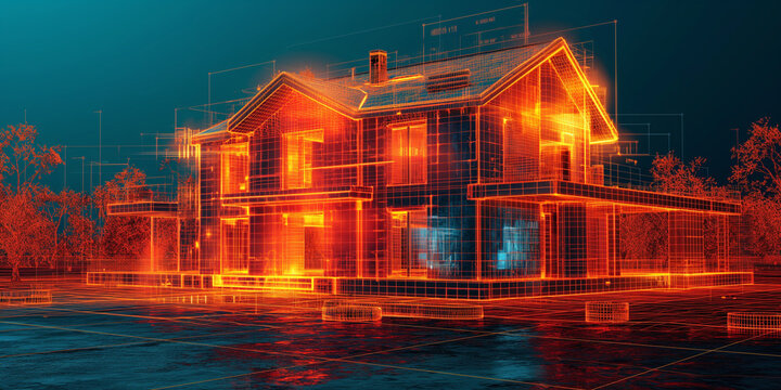 A thermal image of a house shows the thermal situation of different areas of the house. This enables a quick and effective assessment of thermal insulation and possible thermal leaks.