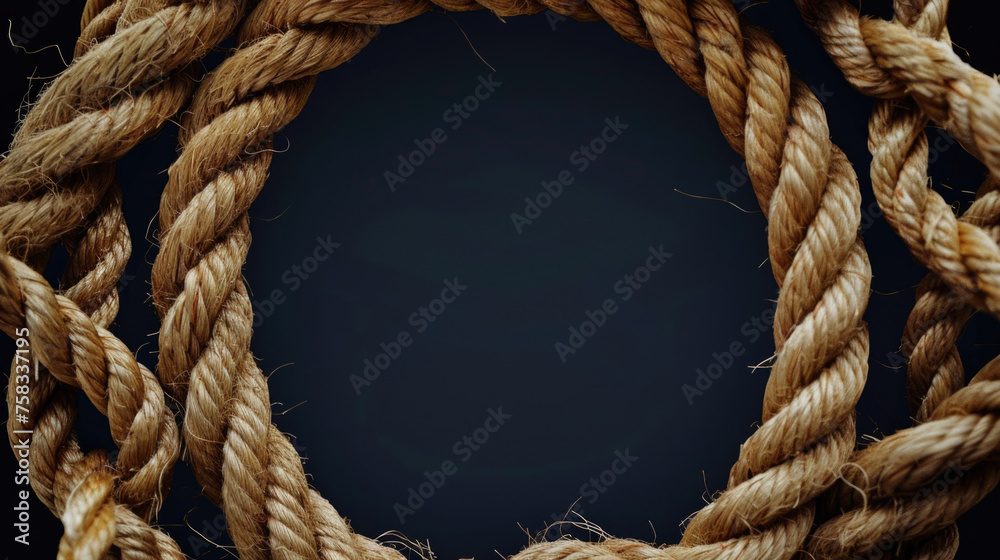 Aufkleber detailed close up of a rope against a dark backdrop. ideal for concepts of strength and security