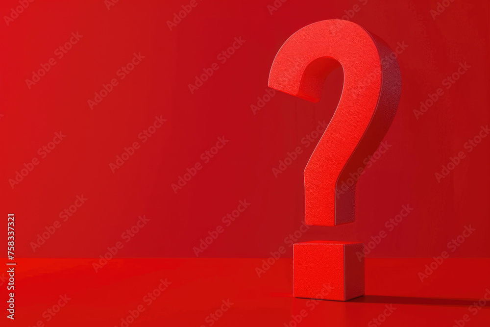 Poster red question mark on red surface, suitable for educational concepts