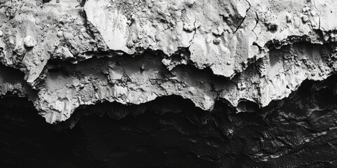Detailed black and white photo of a rugged rock face. Perfect for geological studies or textured backgrounds