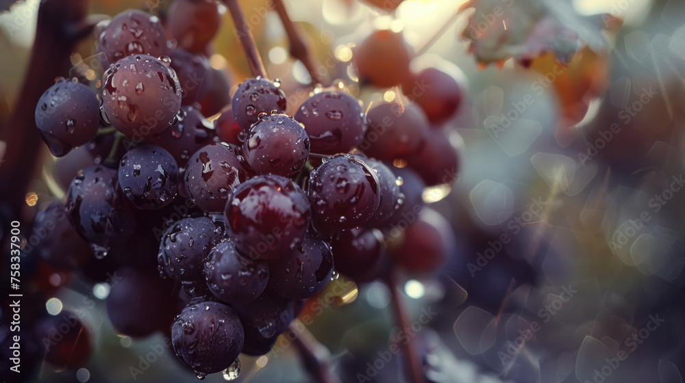 Poster close up of grapes on a tree, perfect for wine labels