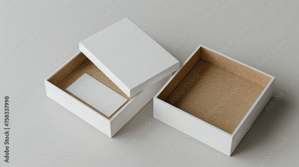 Aufkleber boxes sitting on a table, suitable for various business and storage concepts
