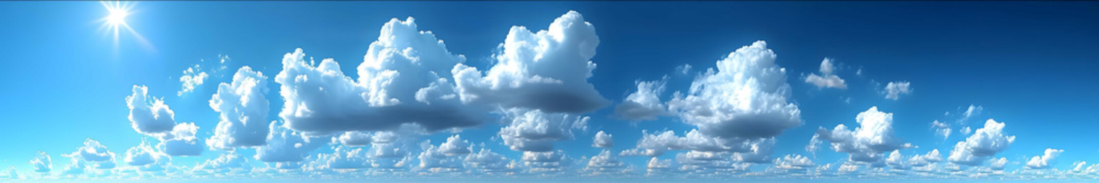 panoramic blue sky background with many clouds