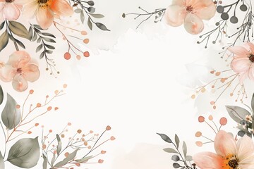 Minimal boho watercolor floral wedding invitation template. DIY design with editable copyspace for thank you card, RSVP, details, menu, welcome sign. Bohemian style mockup for bridal shower, save the