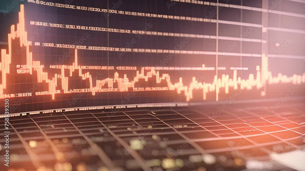Poster close up of computer screen showing stock chart generative ai