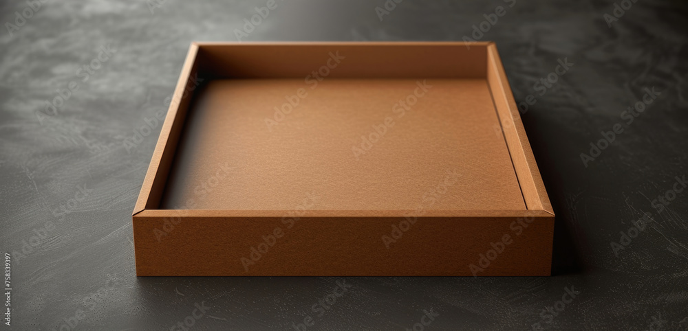 Poster a brown box sitting on top of a table. suitable for various business or storage concepts