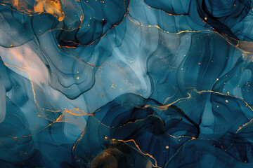 Detailed close up of a blue and gold painting, suitable for various design projects