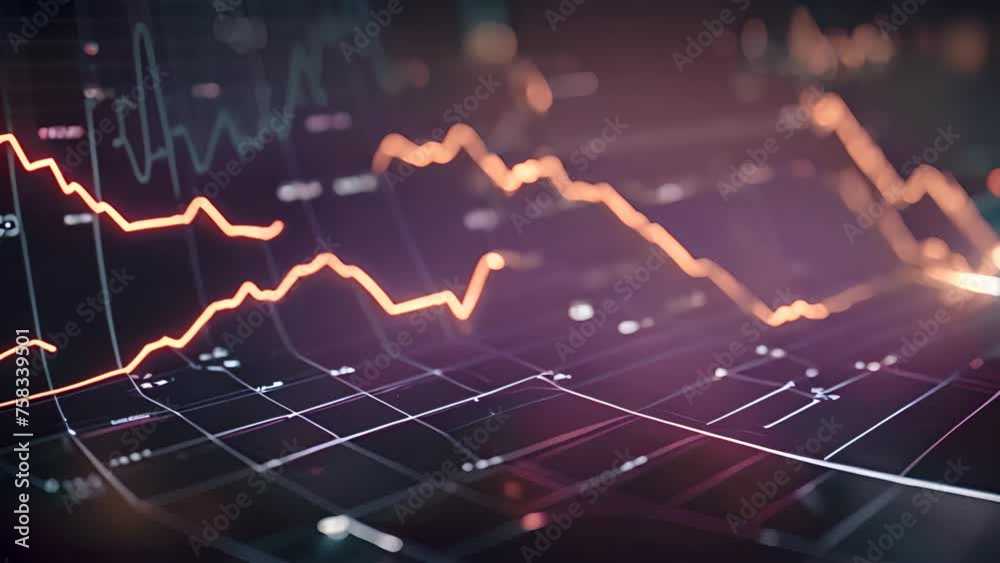 Poster close up of stock chart on computer screen generative ai