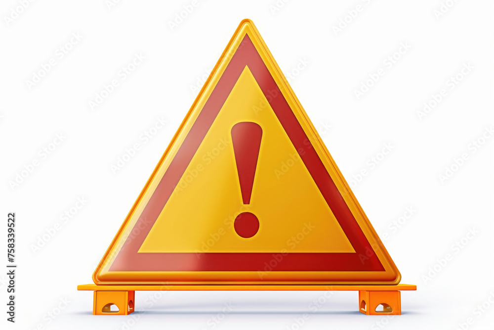 Poster A yellow triangular warning sign with a red exclamation mark. Suitable for safety and caution concepts