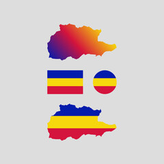 Andorra 1930 national map and flag vectors set....