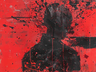 Red splattered abstract figure