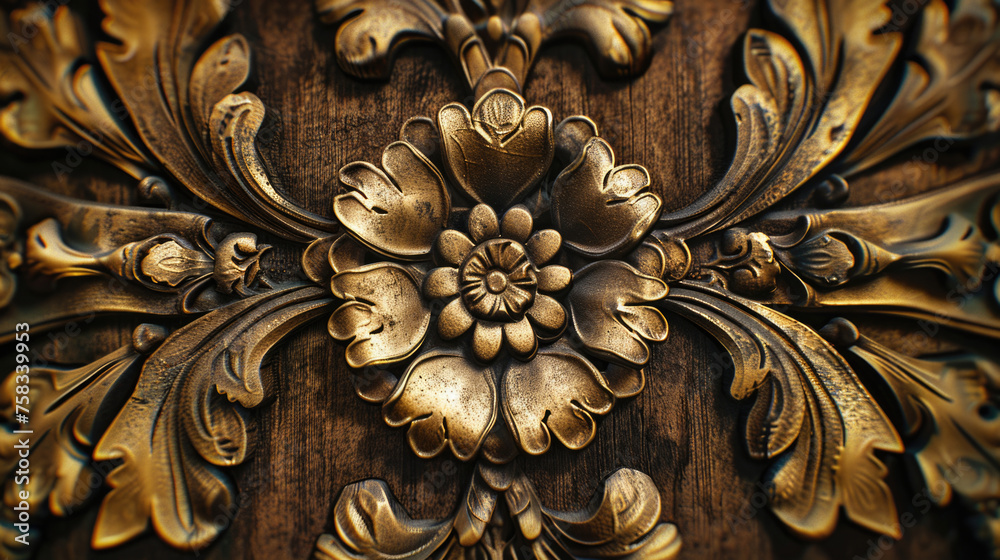 Poster Close-up of a decorative object on a wooden surface. Suitable for various design projects