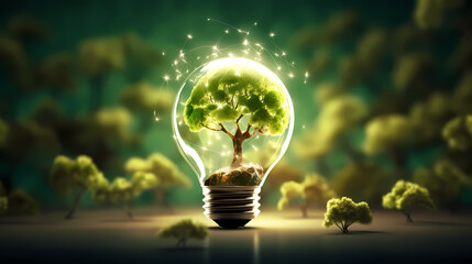 Renewable energy with green energy, earth day or environmental protection