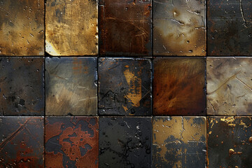 A series of rusty tiles with different colors. Suitable for architectural, construction, or renovation concepts